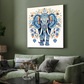 Elephant Mandala Wood Print Wall Art Blue