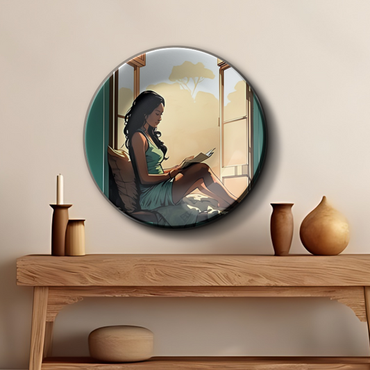 women reading a book plate wall art