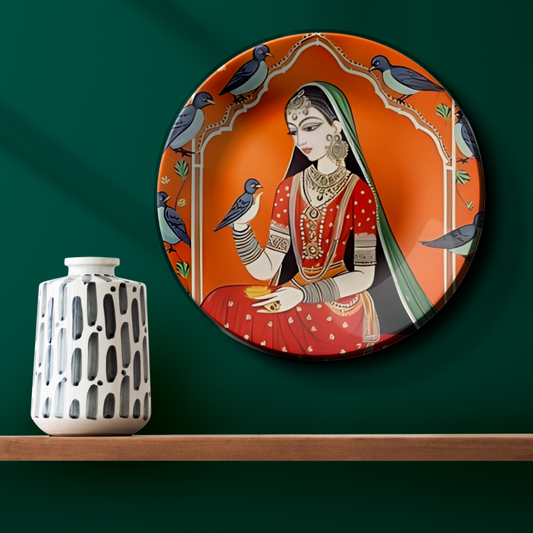 traditional women art decorative plates