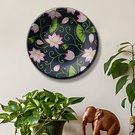 Floral ceramic decorative plates to hang on wall