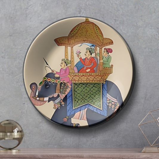 Royal Elephant and King Ceramic Wall Plate Home Décor