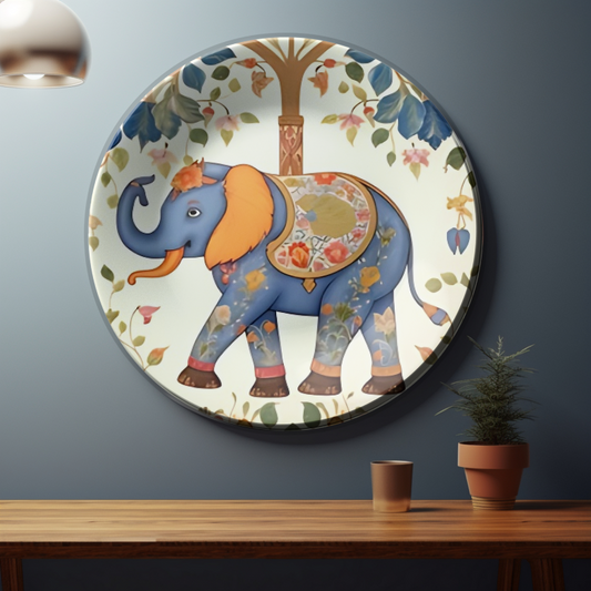 ceramic elephants traditional wall plate art