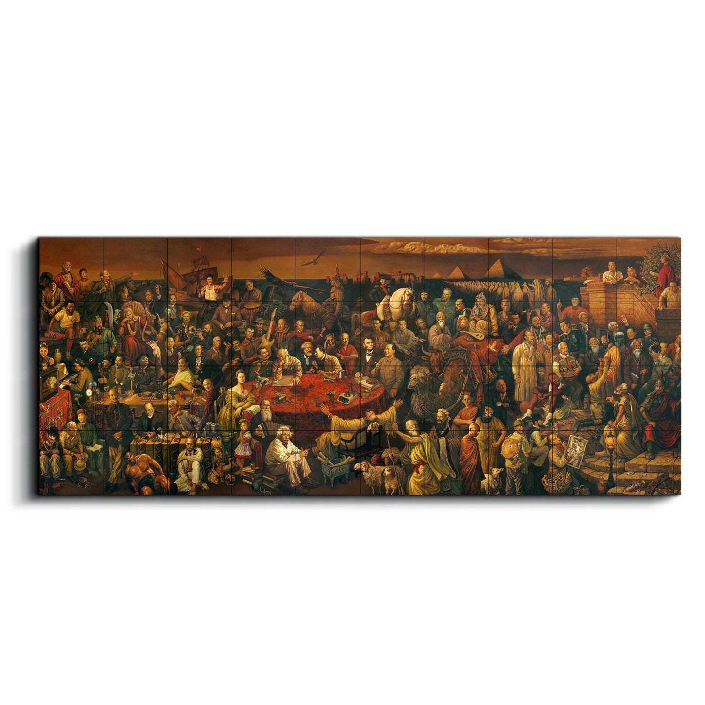 The Internet Sensation Dinner Party With 104 Famous Personalities Wood Print Wooden Wall Tiles Set