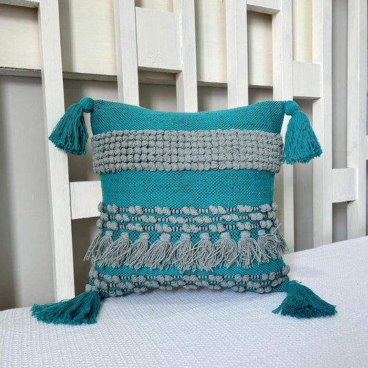 Blue Macramé Cushion Cover