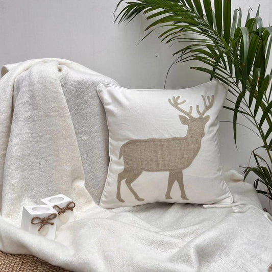 Beige Reindeer Cushion