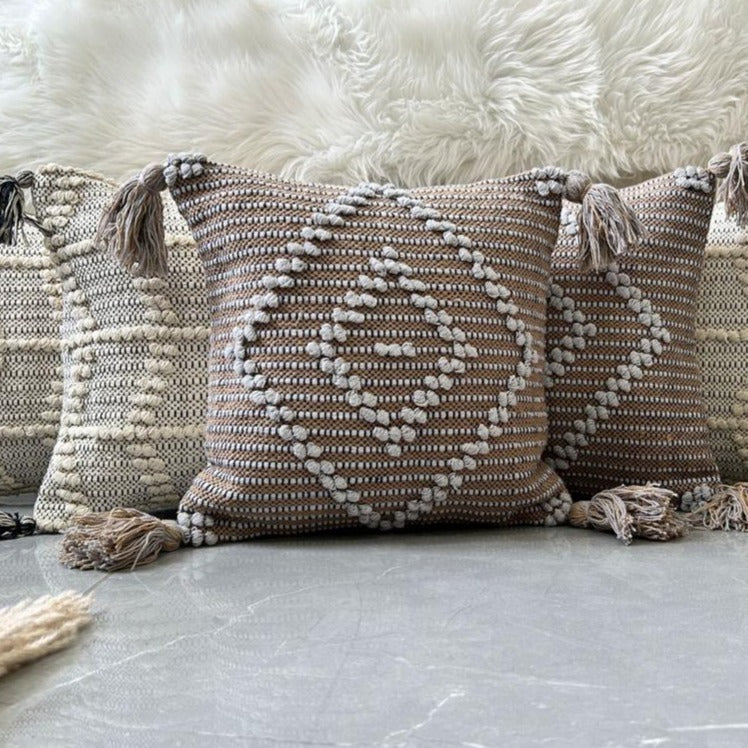 Set of 5 Natural Fringe Cushion Covers
