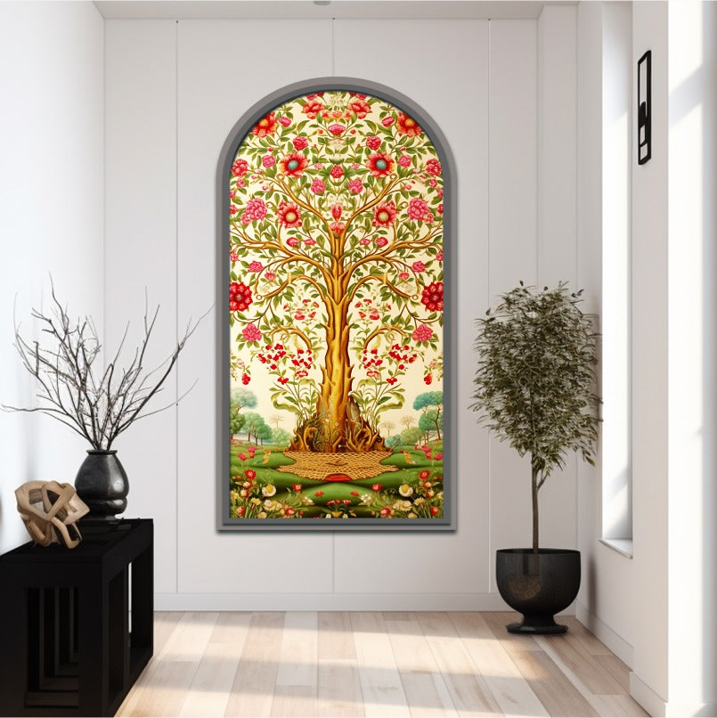 Tree Of Life Arch Shape Luxurious Wood Print Wall Art