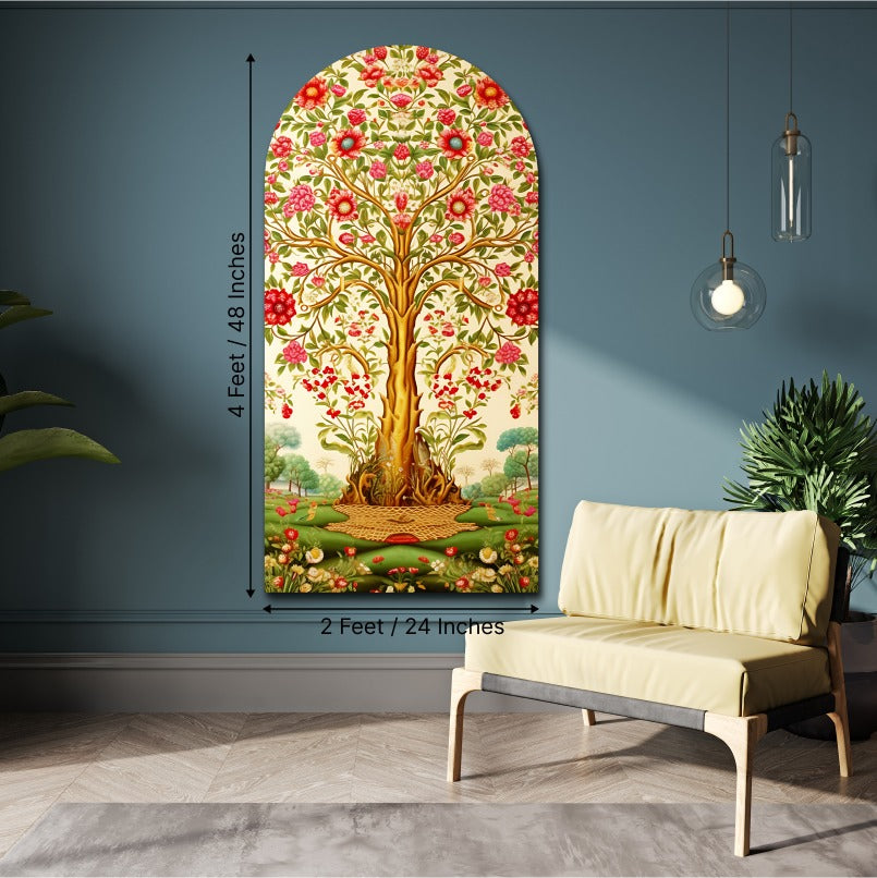 Tree Of Life Arch Shape Luxurious Wood Print Wall Art