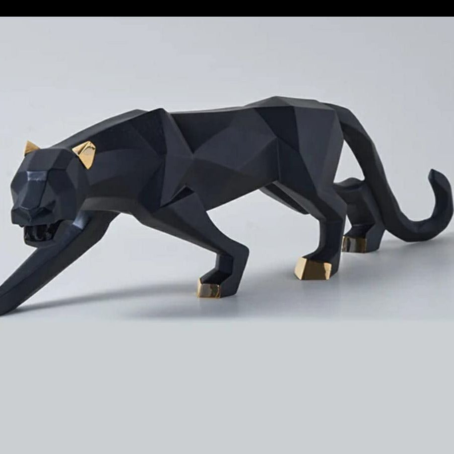 Prestige Regal Geometric Panther Resin Sculpture For Living Room Or Office