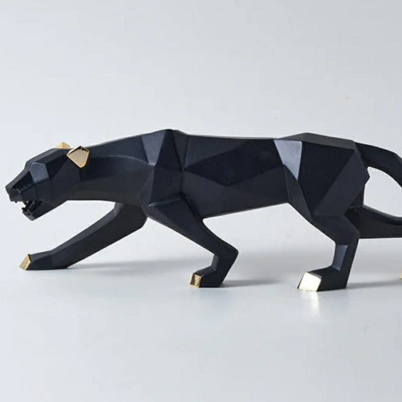 Prestige Regal Geometric Panther Resin Sculpture For Living Room Or Office