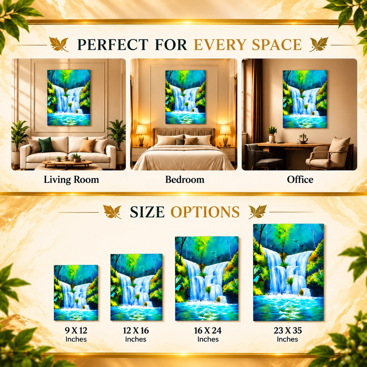 Waterfall Good Luck Wall Art Luxury Painting