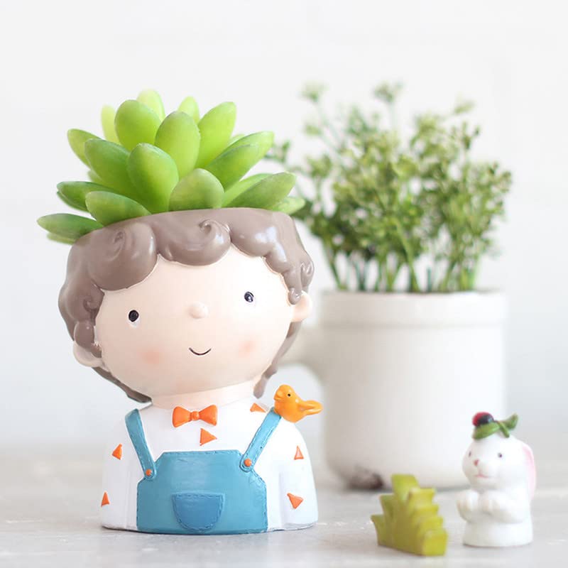 Boy with Bird Resin Flower Pot