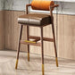 Modern Iron Metal Wood Finish Frame Bar Chair Barstool