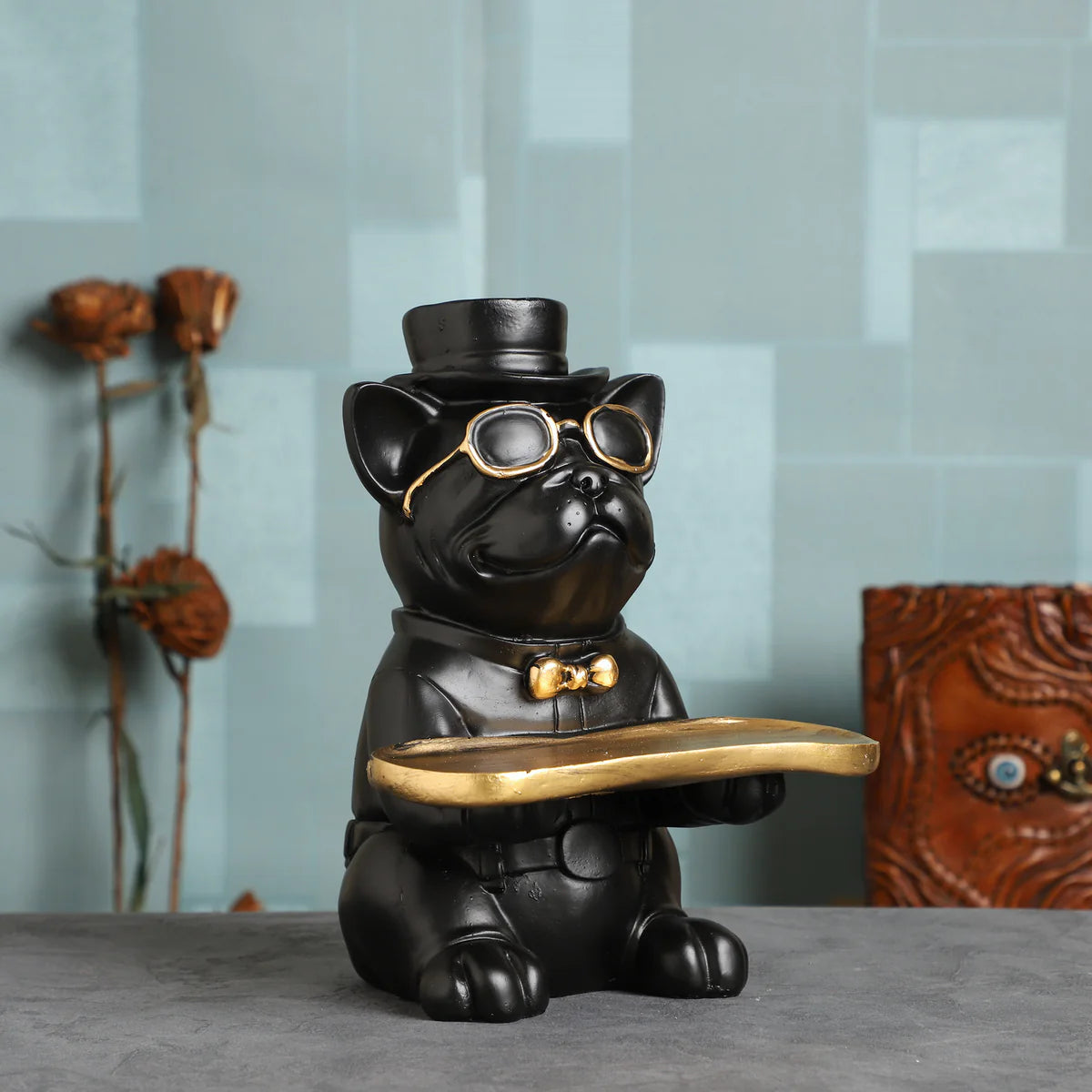 Bulldog  Decorative Figurine Storage Tray