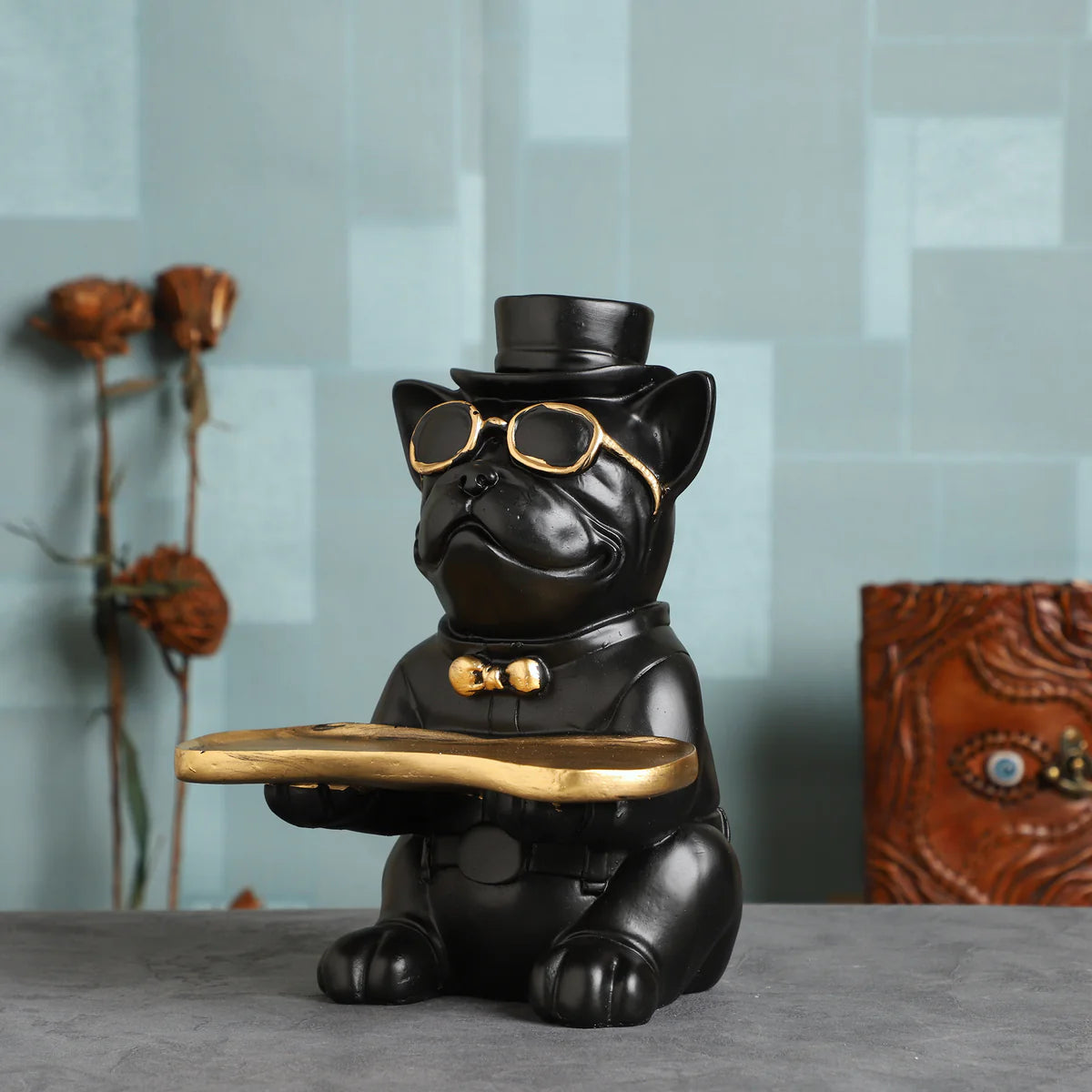 Bulldog  Decorative Figurine Storage Tray