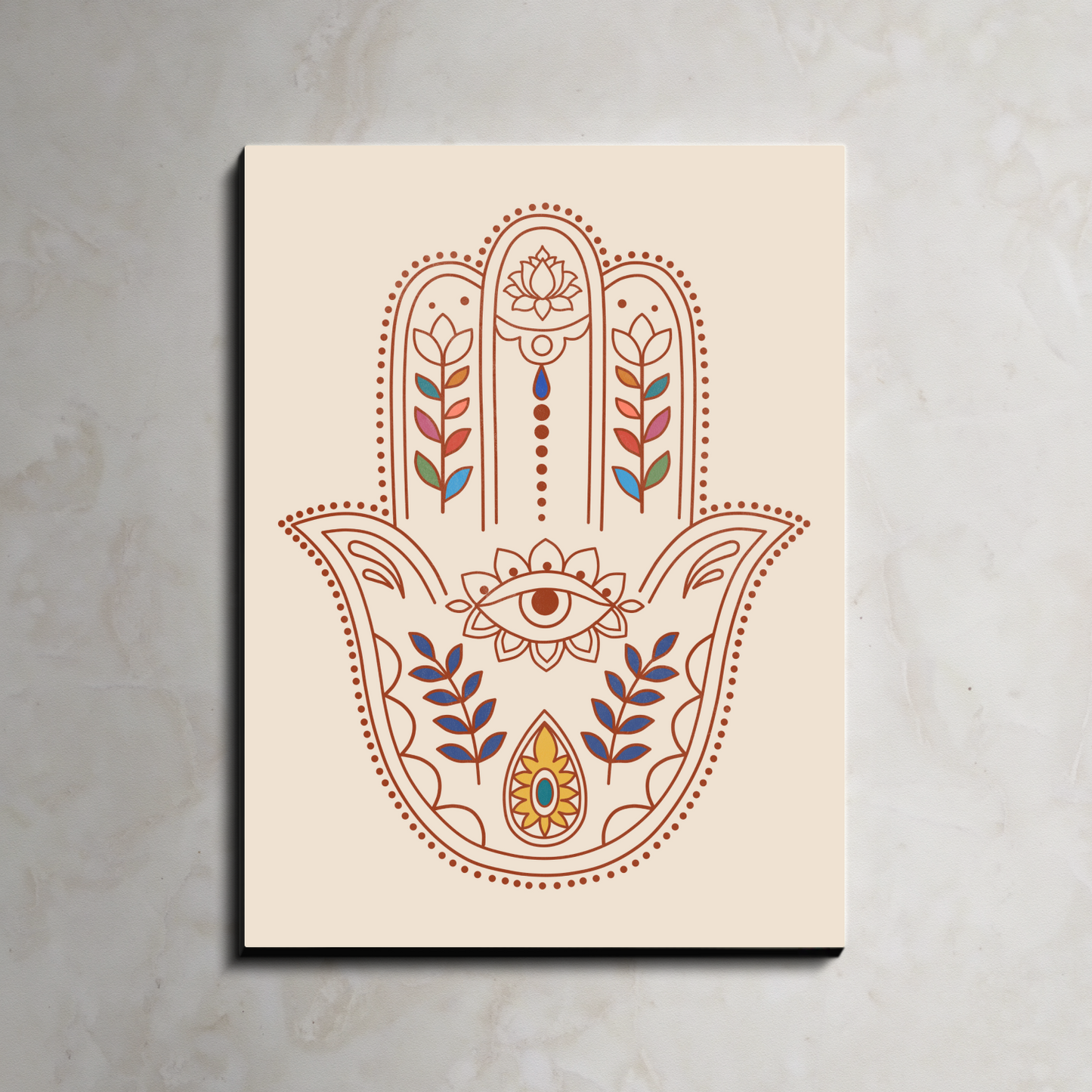 Hamsa Hand Evil Eye Protection Wood Print Wall Art