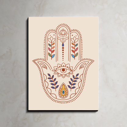 Hamsa Hand Evil Eye Protection Wood Print Wall Art
