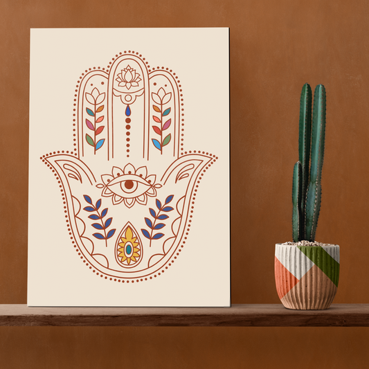 Hamsa Hand Evil Eye Protection Wood Print Wall Art