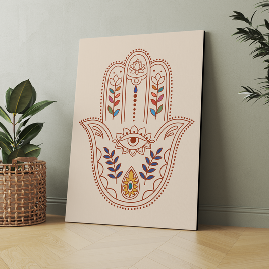 Hamsa Hand Evil Eye Protection Wood Print Wall Art