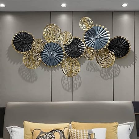 Multicolor  Flowers Circle Metal Wall Art