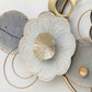 Grey and White Flowers Circle Metal Wall Art