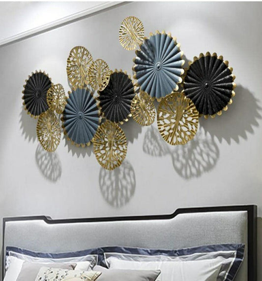 Multicolor  Flowers Circle Metal Wall Art