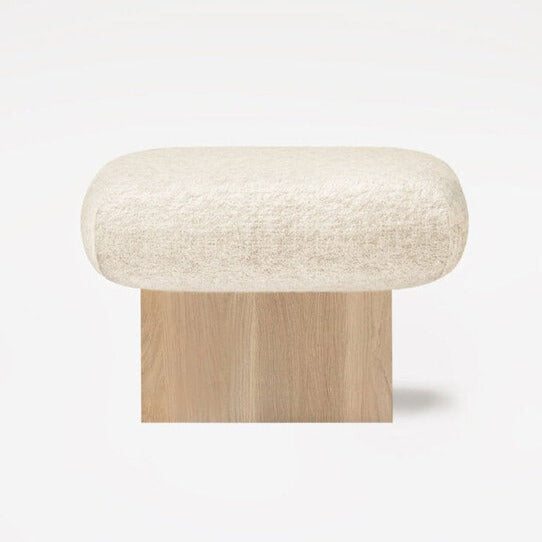 Solid Wood Ottoman Beige