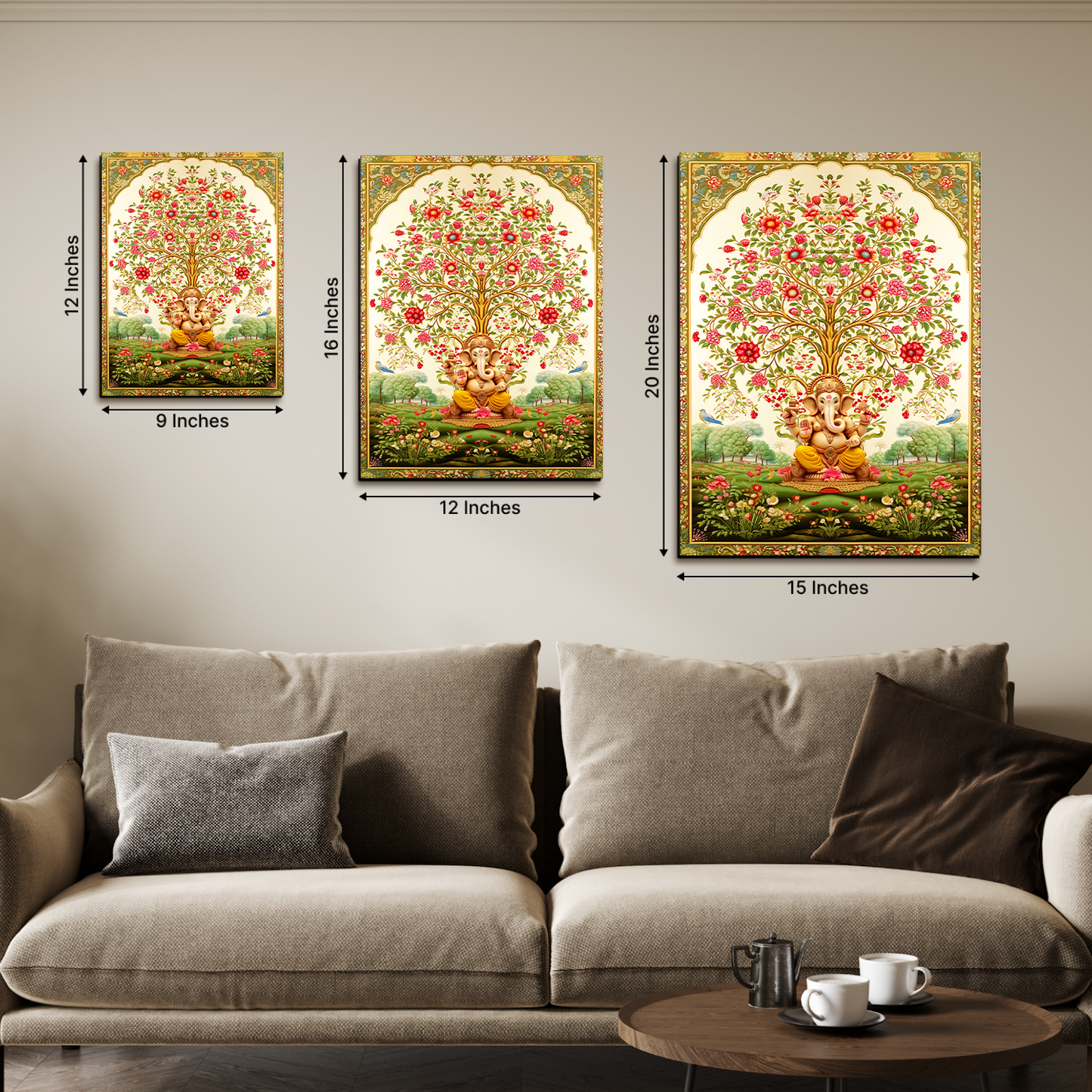 Tree of Life Pichwai With Ganesh Wood Print Wall Art