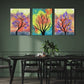 Colorful Botanical Wood Print Wall Art Set of 3
