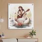 Goddess Saraswati Playing With Veena Wood Print Wall Art