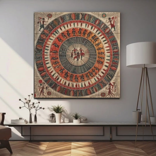 Indian Warli Vintage Tribal Asian Luxury Wall Tiles Set