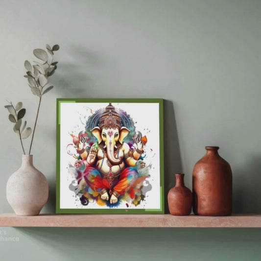 Ganesh Ji Idol Colorful Wood Print Wall Art