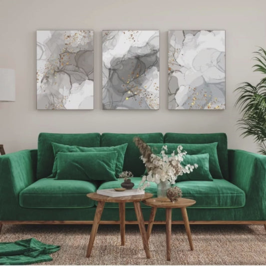 Abstract Grey Wood Print Wall Art Set of 3