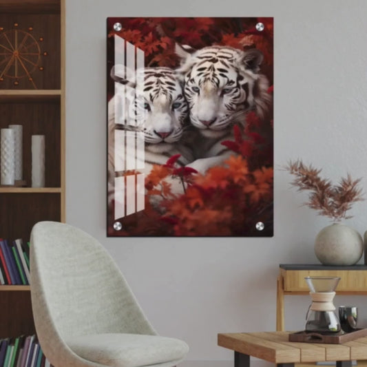 Tiger Couple Wood Print Wall Art