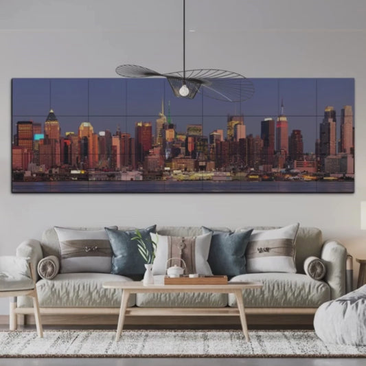 New York City Wood Print Wooden Wall Tiles Set
