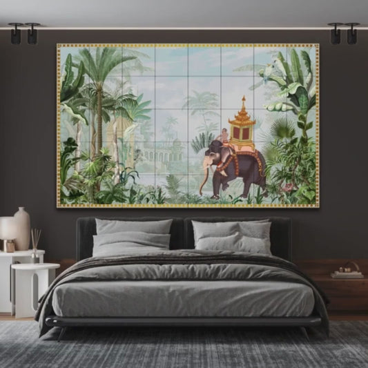 Royal Elephant in Kingdom Wooden Wall Tiles