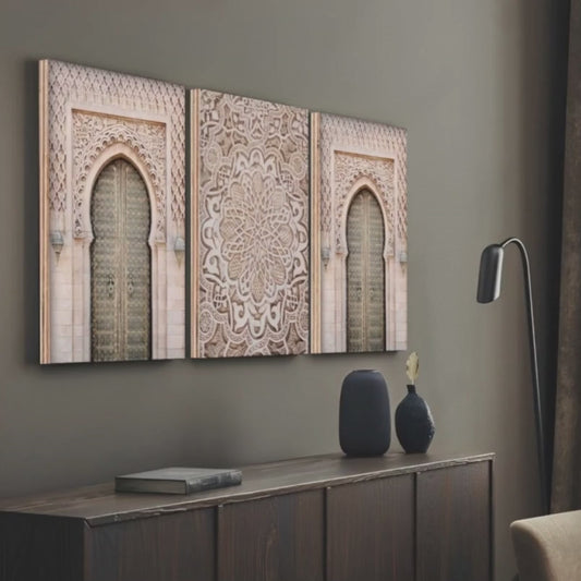 Morocco Oriental Door Wood Print Wall Art Set of 3