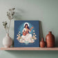 Goddess Saraswati Blue Wood Print Wall Art