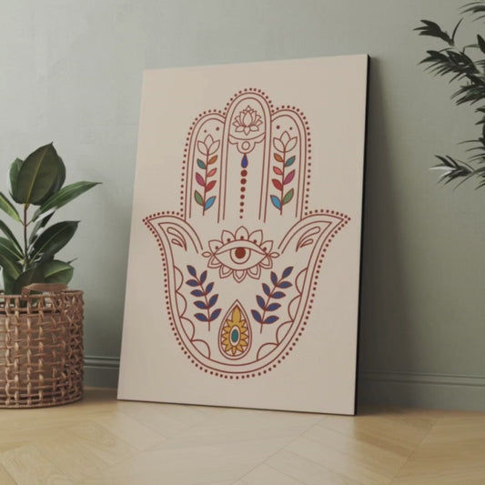 Hamsa Hand Evil Eye Protection Wood Print Wall Art