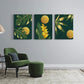 Yellow Flower Wood Print Wall Art Set of 3