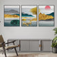 Assorted Landscape Golden Wood Print Wall Art Set of 3