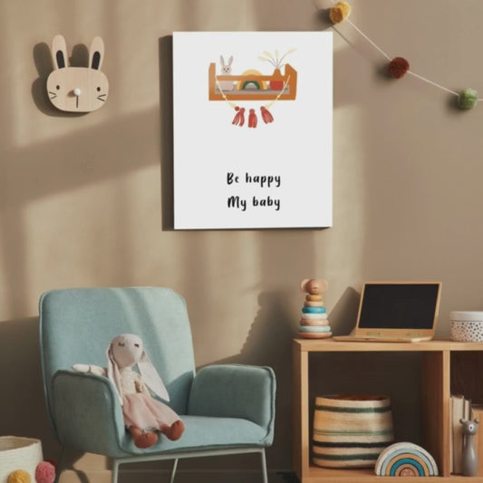 Be Happy My Baby Wood Print Wall Art