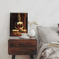 Meditating Buddha Idol Wood Print Wall Art Black & Gold