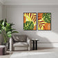 Abstract Botanical Leaf Wood Print Wall Art Set of 2