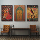 Traditional Rajasthani Couple Pichwai Wood Print Wall Art Set of 3