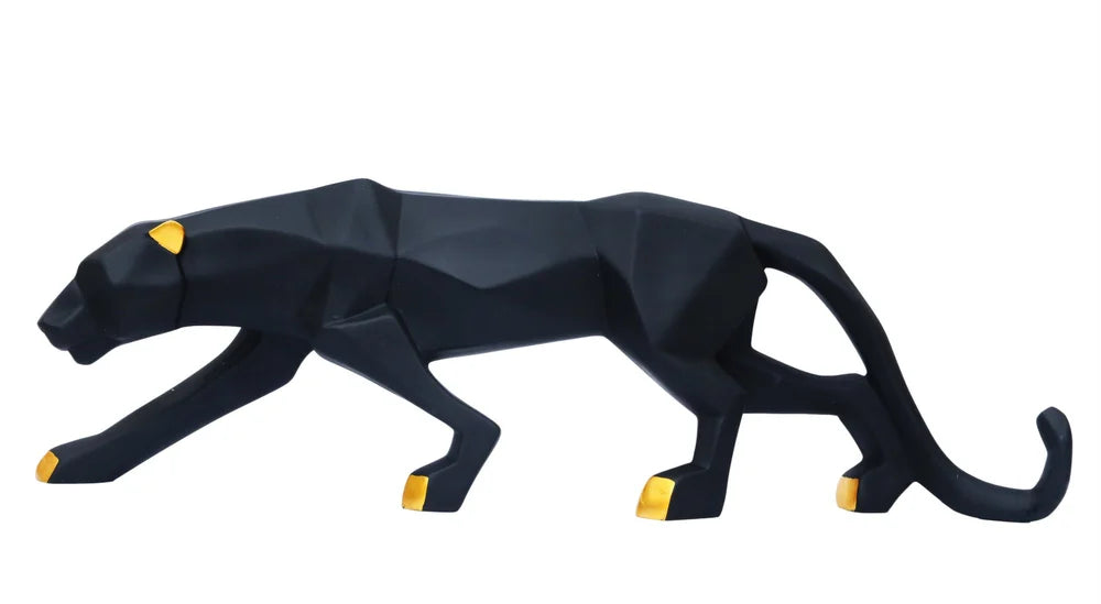 Prestige Regal Geometric Panther Resin Sculpture For Living Room Or Office