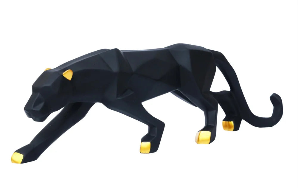Prestige Regal Geometric Panther Resin Sculpture For Living Room Or Office