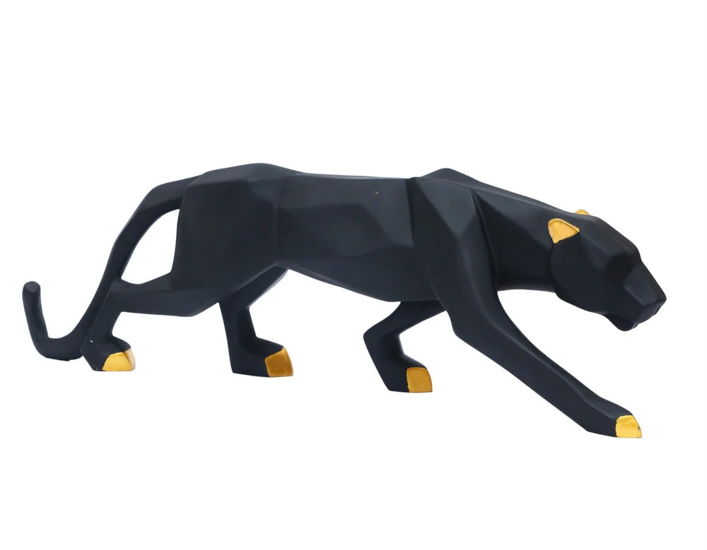 Prestige Regal Geometric Panther Resin Sculpture For Living Room Or Office