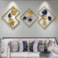 Golden & Blue Abstract Metal Wall Art