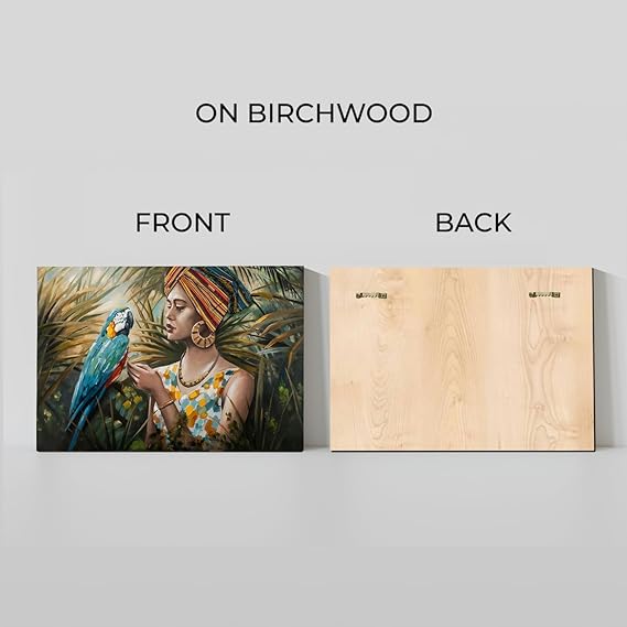 Lady With Parrot Beautiful Wood Print Wall Art